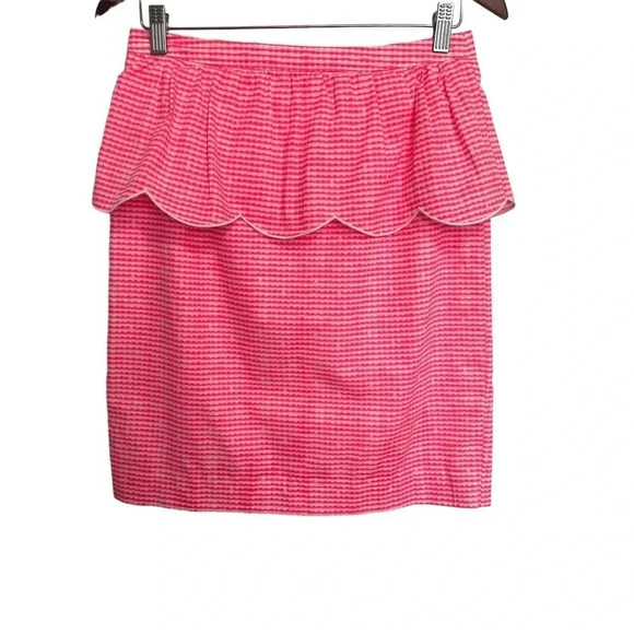 Lilly Pulitzer Dresses & Skirts - Lil.y Pulitzer Hot Pink Gingham Peplum Skirt Size 8 NWOT Preppy